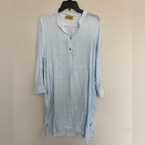 Violette For Mimosa French Touch 100% Linen Long Sleeve Dress Size 1